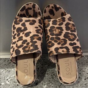 Naturalizer Soul Women's Oodles Padded Wedge Espadrille Sandals Cheetah